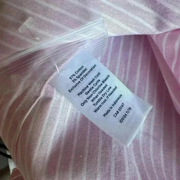 Talbots Perfect Shirt Elbow Length Stripes Floral Pink White No Iron NWT Size 6 - Picture 8 of 8